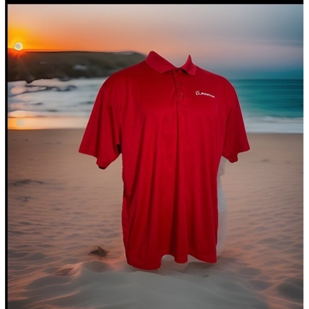 Boeing Men  Employee Issue Red Performance Polo Shirt Men's Med